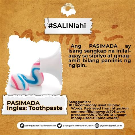 pasimada meaning|Tagalog Translation of “Toothpaste” .